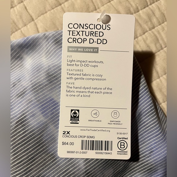 Athleta Conscious Textured Crop Size 2X (D-DD cups) NWT - Picture 2 of 3